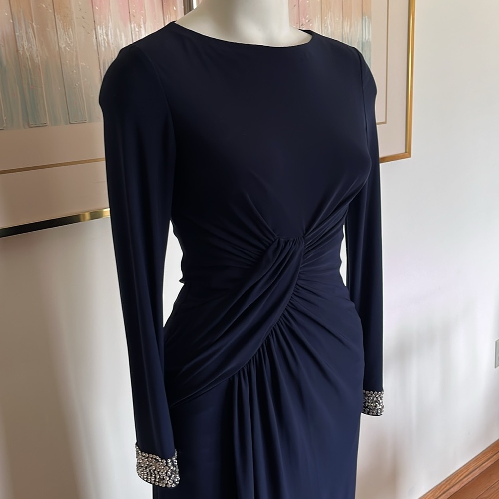 Vince Camuto elegant navy wrap gown S